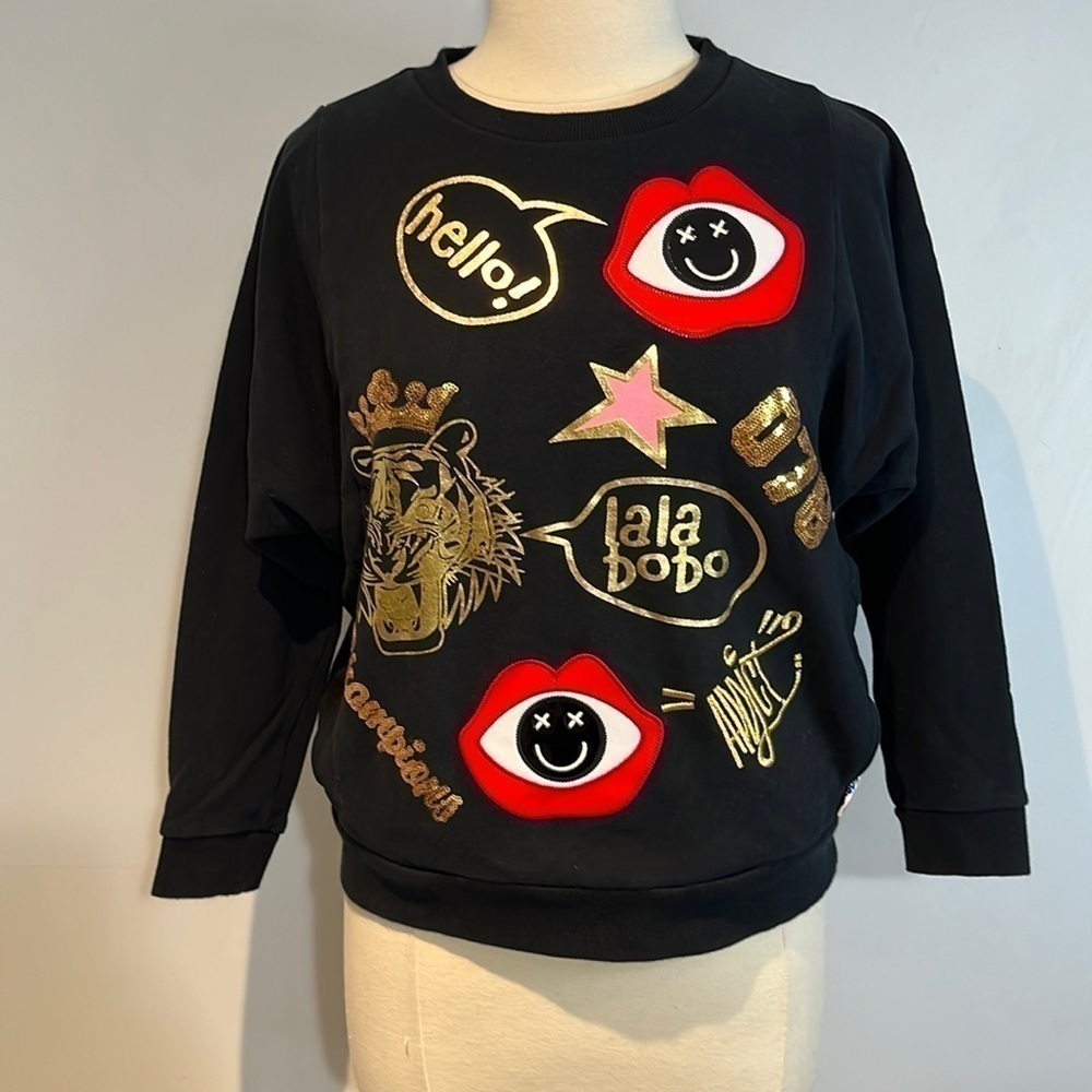 Authentic LaLa BoBo embellished crew neck sweatshirt with pockets size small